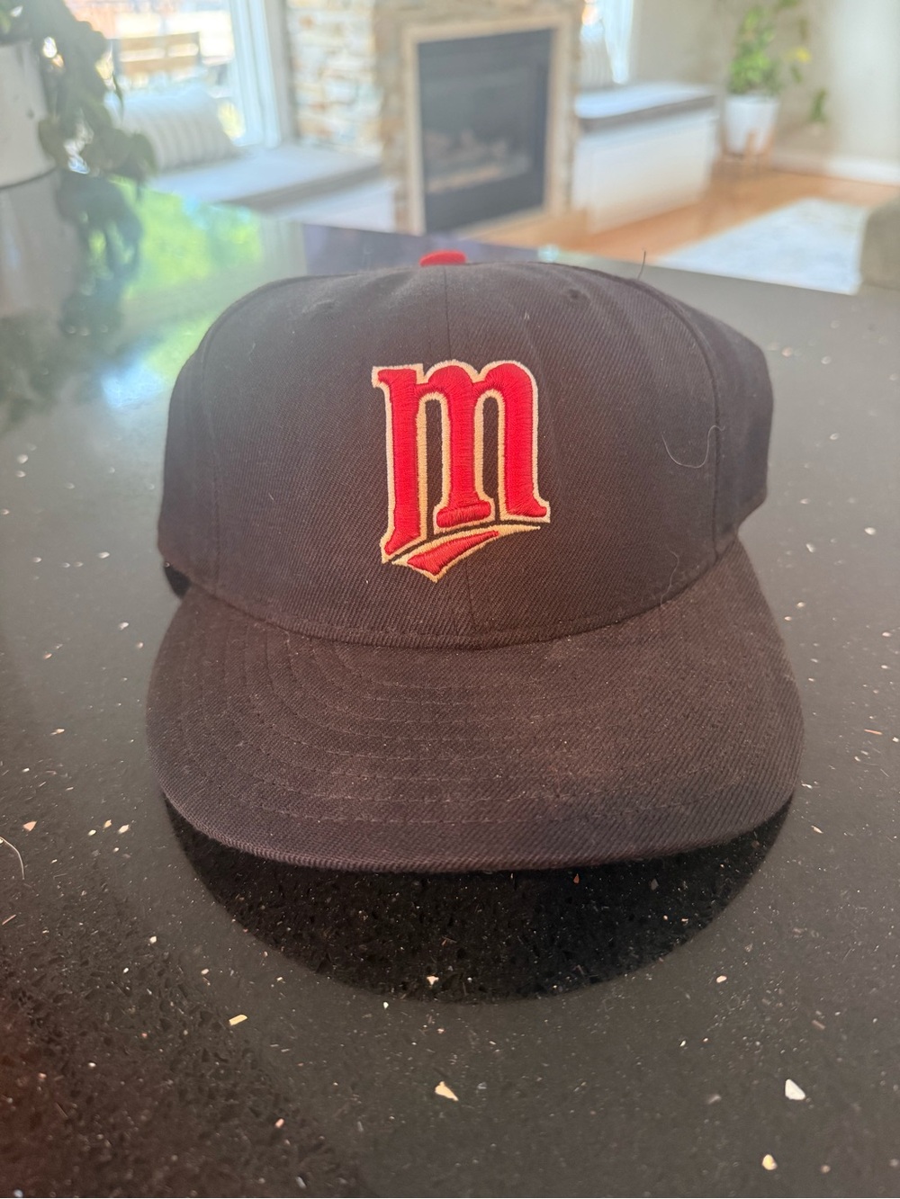 Minnesota Twins Vintage Black Baseball Cap with Red 'M' Logo